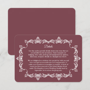 Classic Romantic Rosewood Ornately Framed Wedding Enclosure Card