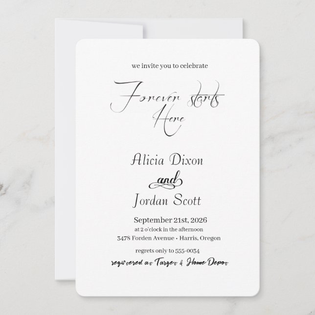 Classic Romantic Script Invitation (Front)