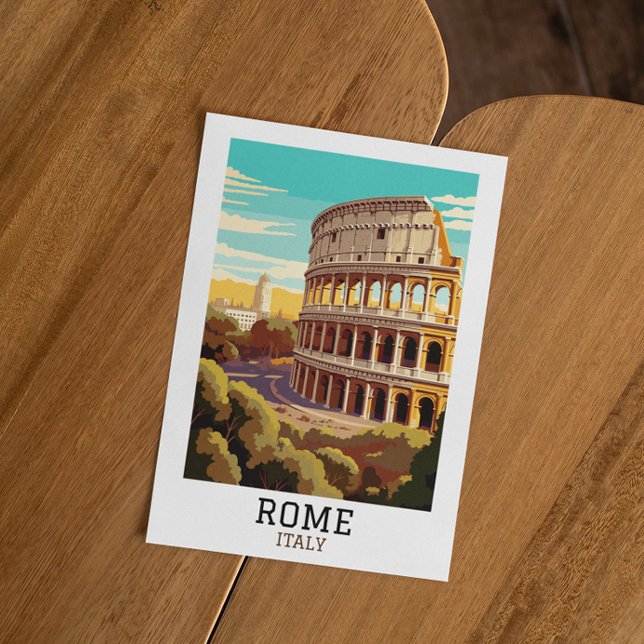 Classic Rome Italy Colosseum Historic Postcard (rome italy colosseum retro vintage travel postcard)