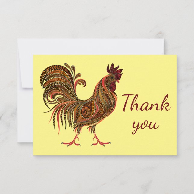 Classic Rooster Chicken Farm  Thank You Card (Front)