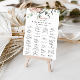 Classic Rose Floral Alphabetical Seating Chart