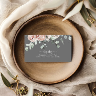 Classic Rose Floral Grey Wedding Gift Registry   Enclosure Card