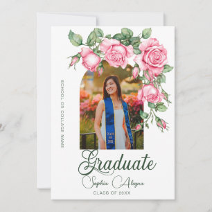 Classic Rose Flower Garden Photo Graduation Invitation