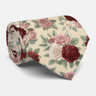 Classic Rose Garden Floral Pattern Tie