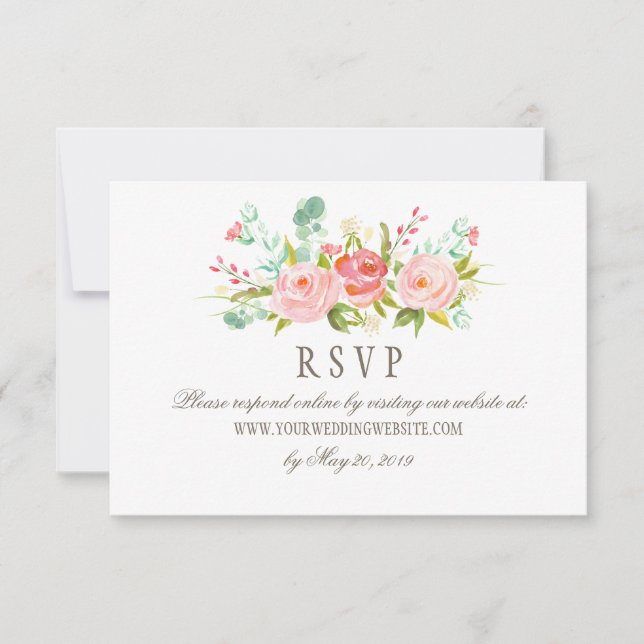 Classic Rose Garden Wedding RSVP Online Website Card (Front)