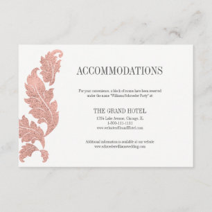 Classic Rose Gold Crest Wedding Accommodation Card