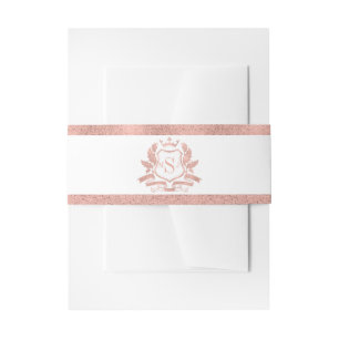 Classic Rose Gold Crest Wedding Invitation Belly Band