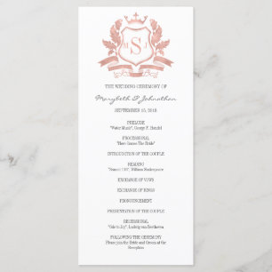 Classic Rose Gold Crest Wedding Program Programme