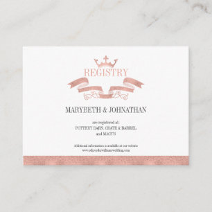 Classic Rose Gold Crest Wedding Registry Card