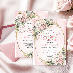 Classic Rose Gold Eucalyptus Bridal Shower Invite