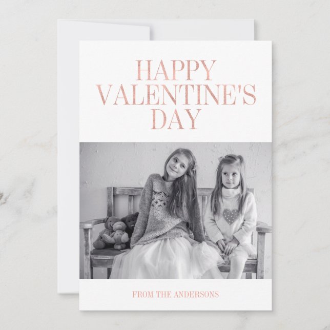 Classic Rose Gold Foil Valentine's Day Photo Card (Front)