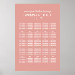 Classic Rose Gold Pink Monogram Seating Poster