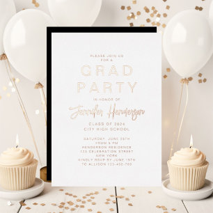 Classic Rose Gold Script Graduation Party 