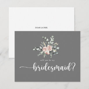 Classic Rose Grey Bridesmaid Proposal Note Card
