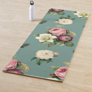 Classic Roses and Jade Yoga Mat