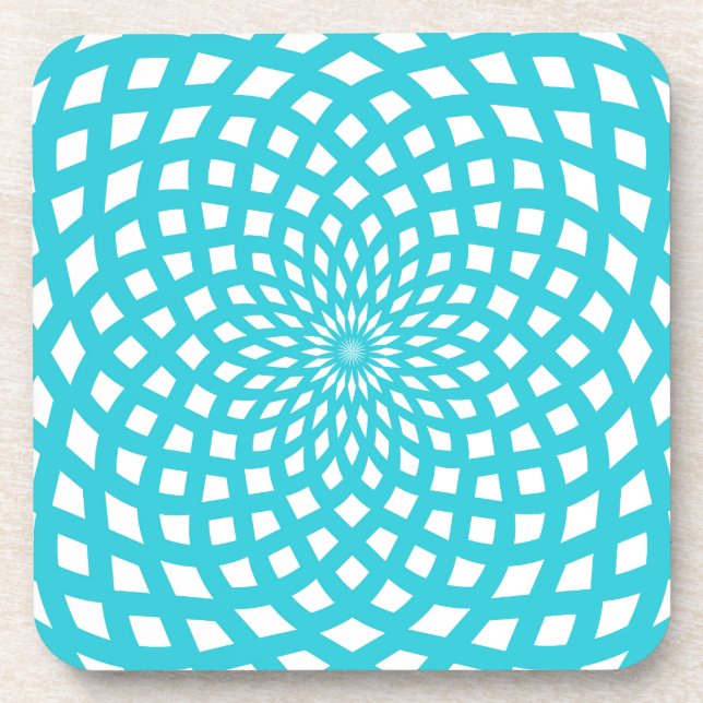 Classic Rosette Pattern in Blue and White Coaster (Front)