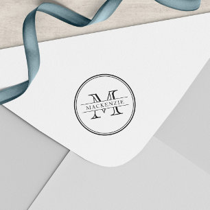 Classic Round Border Lines Monogram Self-inking Stamp
