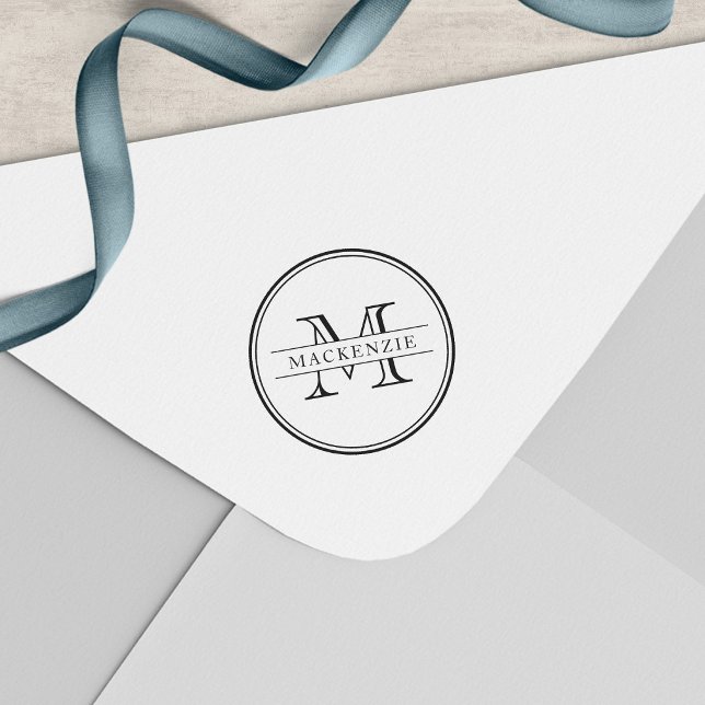 Classic Round Border Lines Monogram Self-inking Stamp (Creator Uploaded)