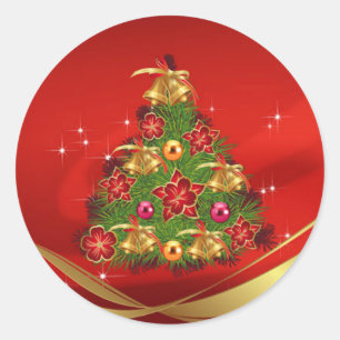 Classic Round Christmas Sticker/Christmas Tree Classic Round Sticker