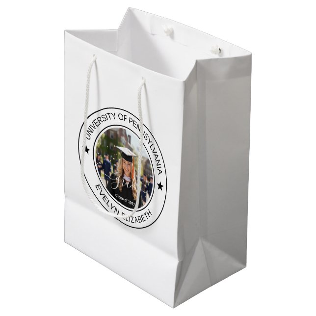 Classic Round Graduate Modern Script Medium Gift Bag (Front Angled)