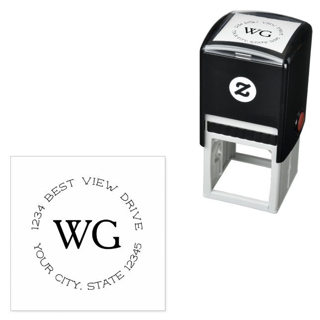 Classic Round Monogram Return Address Stamp (In Situ)