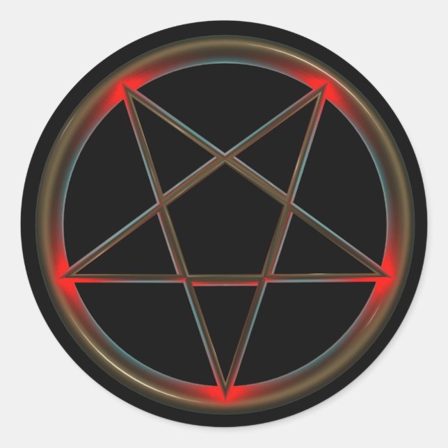 Classic Round Pentagram Sticker, Glossy Sticker (Front)