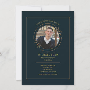 Classic Round Photo Graduation Invitation