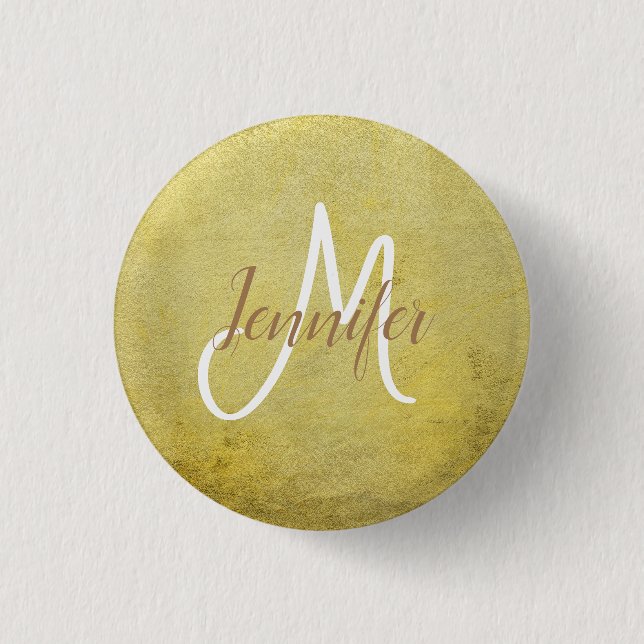 Classic round simple clean glam Monogram Button (Front)