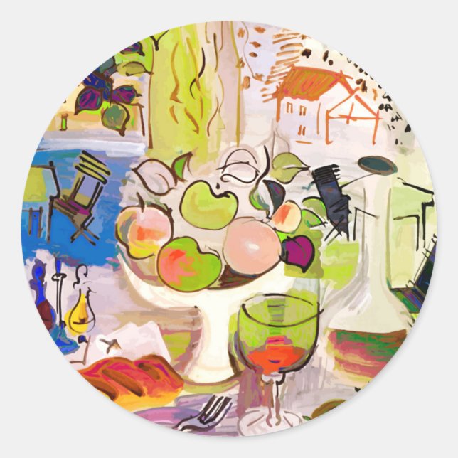 Classic Round Sticker, Mediterranean Still Life Sticker (Front)