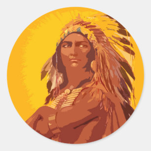 Classic Round Sticker, Native American Sticker