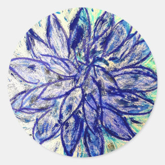 Classic Round Sticker Rare Blue Dahlia