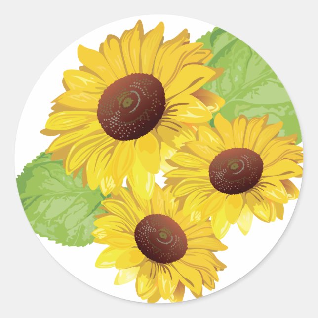 Classic round sticker sunflower motive (Front)