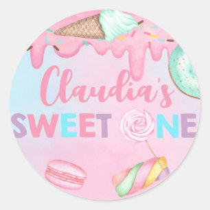 Classic Round Sticker, Sweet One birthday. Classic Round Sticker