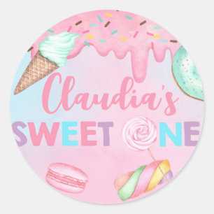 Classic Round Sticker, Sweet One birthday. Sticker