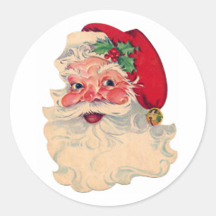 CLASSIC ROUND STICKERS RETRO Santa Claus