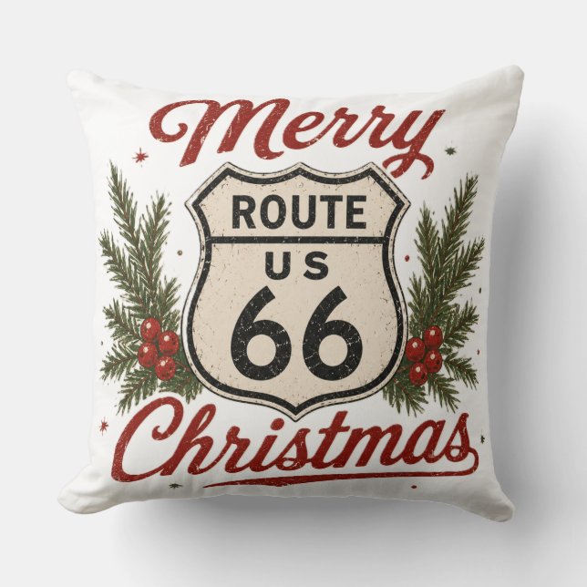 Classic Route 66 Christmas Home Style Cushion (Front)