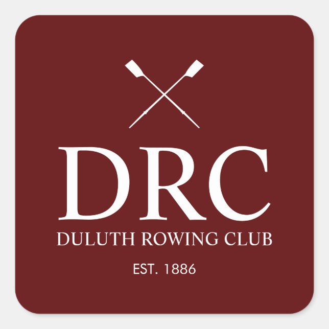 Classic Rowing Club Monogram Square Sticker (Front)
