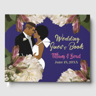 Classic Royal Blue African American Wedding Guest Book