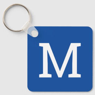 Classic Royal Blue Monogram Personalised Keychain
