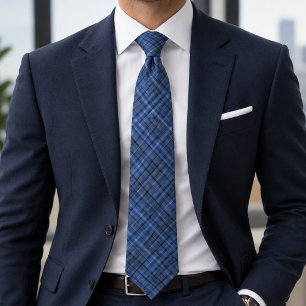 Classic Royal Blue Tartan Plaid Tie