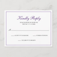 Classic Royal Purple Formal Wedding RSVP