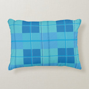 Classic Royal Sky Blue Plaid Aesthetic Decorative Cushion