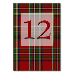 Classic Royal Stewart Plaid Wedding Table Number