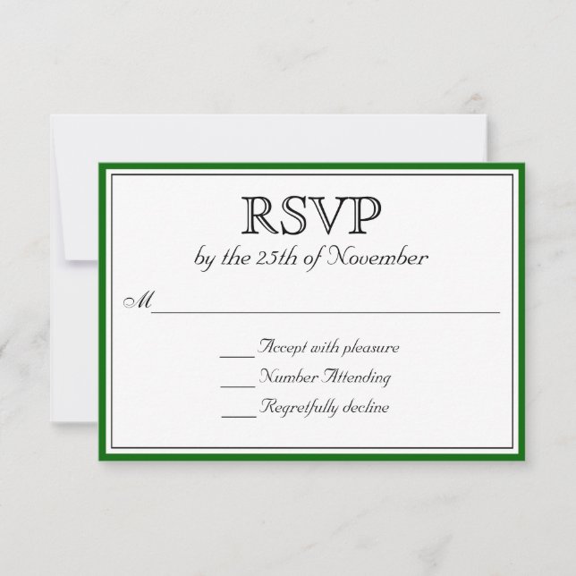 Classic RSVP with Dark Green Border Card (Front)