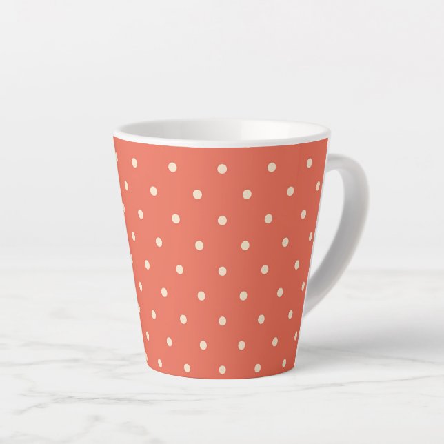 Classic Rust Polka Dot Latte Mug (Right Angle)