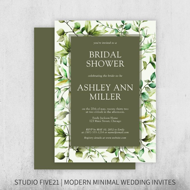 Classic Rustic Floral Border Bridal Shower Invitation (Creator Uploaded)