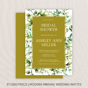 Classic Rustic Floral Border Bridal Shower Invitation