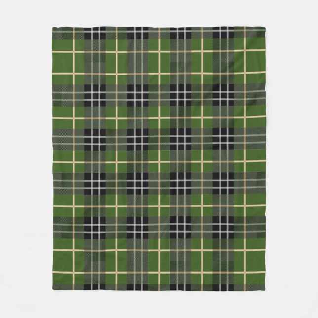 Classic Rustic Green Tartan Plaid Fleece Blanket (Front)