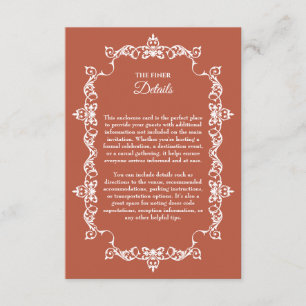 Classic Rustic Terracotta Ember Ornately Framed Enclosure Card