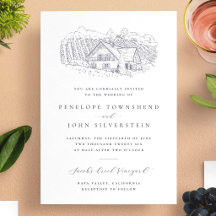 Classic Rustic Vineyard Illustration Wedding